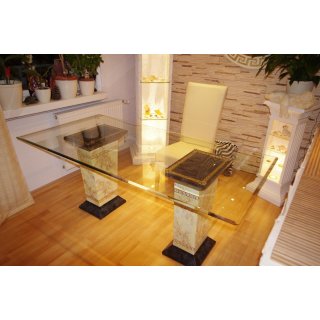 Glastisch Manik&uuml;rtisch Nageltisch B&uuml;rotisch Schreibtisch Marmortisch 180cmx90cm