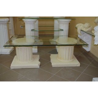 Ovaler S&auml;ulentisch Steinm&ouml;bel Cochtisch Ovaler Glastisch beleuchtet 120cmx60cm