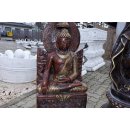 Sitzender Thai Buddha Gottheit Statue Gartenfigur Feng Shui Bronze Optik H&ouml;he: 94cm