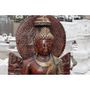 Sitzender Thai Buddha Gottheit Statue Gartenfigur Feng Shui Bronze Optik Höhe: 94cm