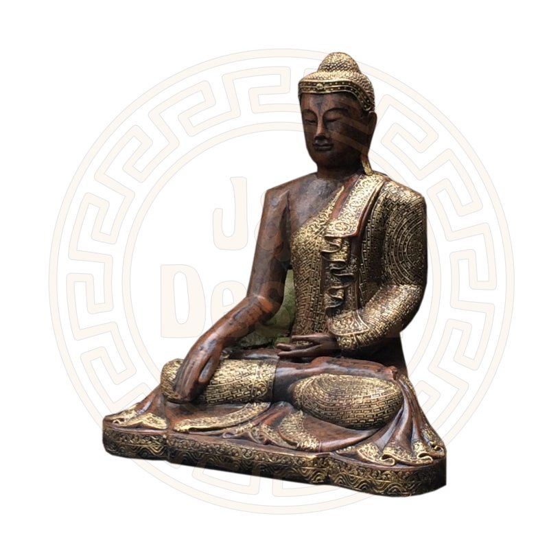 Thai Buddha Teelicht Set 40cm groß Budda Figur Feng Shui Lotussitz Statue  gold