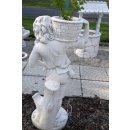 2 x Gartenfiguren Set Steinfigur Pflanzschale Pflanzk&uuml;bel Dekofigur Gartenfigur