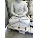 Sitzender Thai Buddha XXL Wei&szlig; Grau Patina Garten Buddha Statue Feng Shui 105 KG