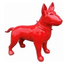 Lebensgroßer Bullterrier Terrier American Bully Rassehund Kampfhund Lack Rot